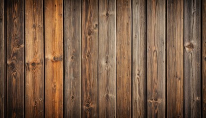 Vertical brown wood planks with grain and knots, a rustic backdrop