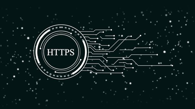 Secure data transmission H T P S protocol digital network connection secure web browsing online security concept abstract technology background with glowing particles and