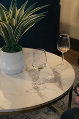 wine glasses on white table