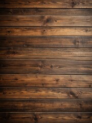 Close-up of horizontal, dark brown wooden planks. Rustic, textured backdrop, great for backgrounds