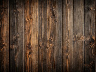 Vertical planks of aged, rich brown wood texture. Grain detail, knots. Rustic feel