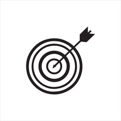 Black and white arrow hitting the center of a target illustration