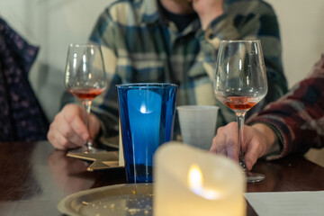 couple holding a glasses of wine