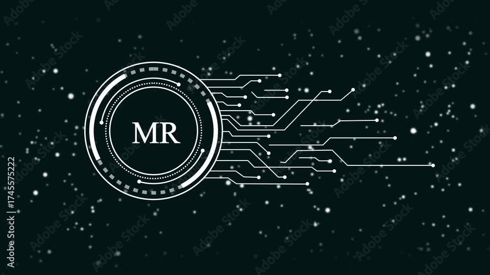 Wall mural futuristic h u d element m r logo reveal digital interface technology network connection data stream
