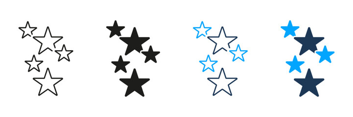 Star Cluster Line And Solid Icon Set. Celestial Navigation, Astronomy, And Cosmic Exploration Symbol Collection. Decorative And Inspirational Design Elements. Isolated Vector Illustration