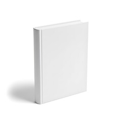 Standing hardcover white book cover mockup image template for minimalist branding design and realistic presentation