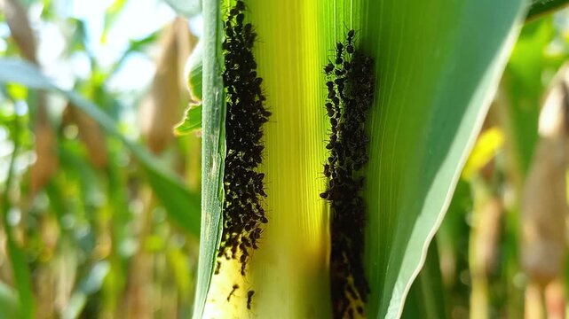 Video of ant colony on a leaf