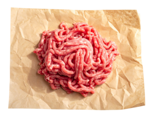  Minced Beef on Butcher Paper, Rustic Presentation, Isolated on Transparent Background