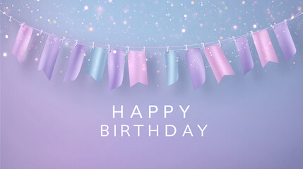 Happy birthday celebration card with pink background