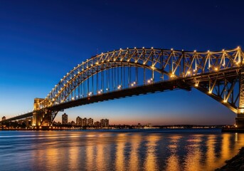 Naklejka premium Iconic sydney harbour bridge illuminated at dusk