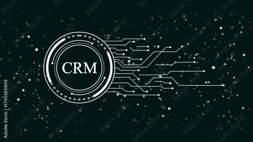 Wall mural futuristic c r m technology interface with glowing digital network connections and abstract data poi