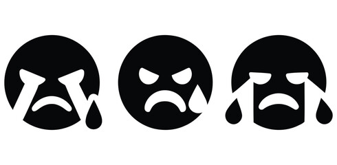 Obraz premium crying and angry emoticons with tears. crying emoji icons