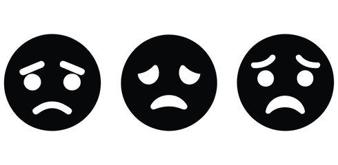Fototapeta premium sad faces expressing negative emotions. sad emoji icons set
