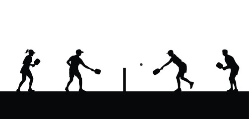 Pickleball players silhouette vector illustration © Tamim 99Graphics