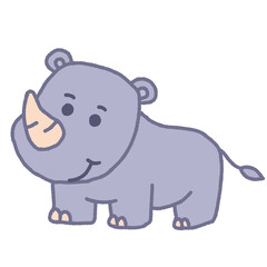 A cartoon rhino with a big smile on its face