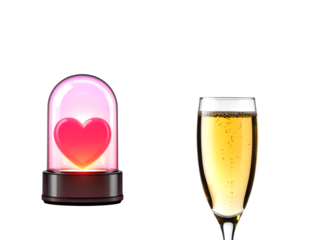 Png heart lamp and champagne isolated on transparent background stock royalty freenew image