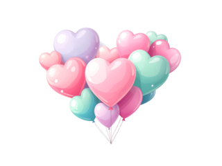 Png heart shaped balloons isolated on transparent background stock royalty freenew image