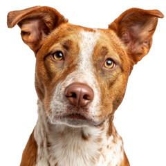 brown and white dog png alert ears png dog portrait png pet dog png canine png transparent background image