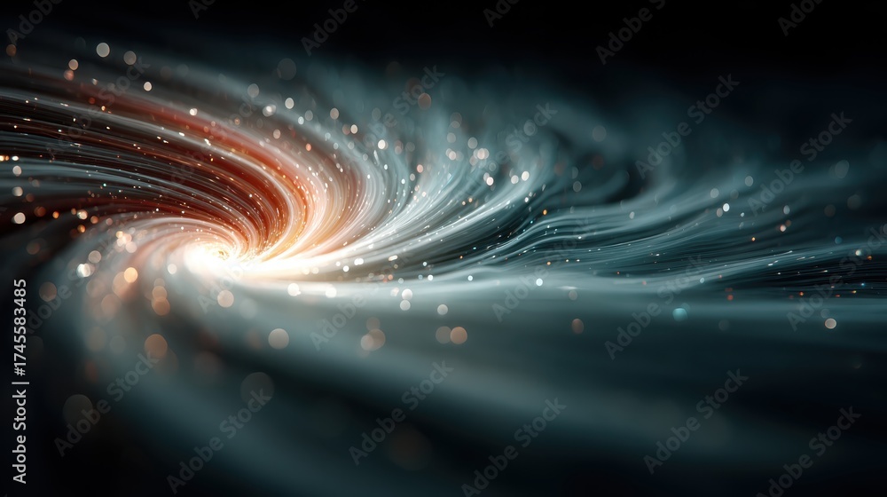 Sticker swirling vortex of shimmering digital particles in motion