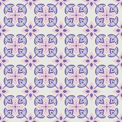 Pastel Geometric Floral Seamless Pattern in Pink and Purple