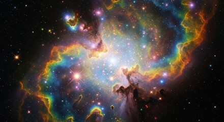 Vibrant Nebula Glows with Stellar Nursery Colors