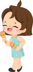 illustration girl playing maracas