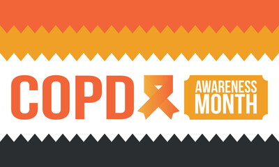 COPD Awareness Month in November. Chronic Obstructive Pulmonary Disease. Celebrated annual in United States. Medical health care and awareness design. Poster, card, banner and background. Vector