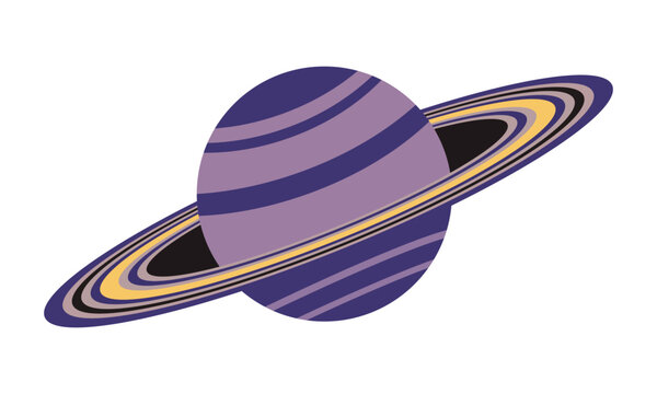Saturn planet space outer Colorful Saturn Illustration minimalist design vector.