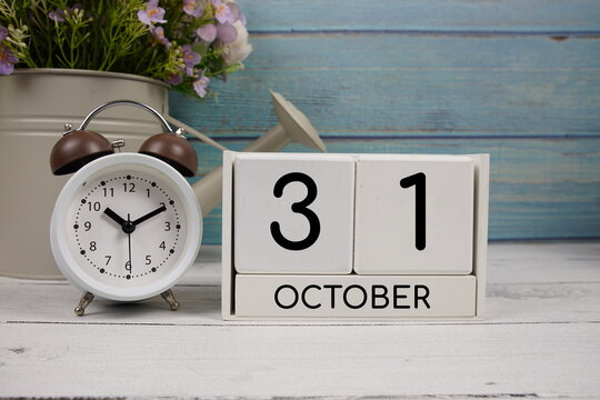 Wooden Calendar Showing the Date of October 31th. Day 31 of October Month