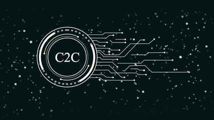 C2 C technology concept digital network connection data transfer abstract futuristic H U D interface with glowing particles and circuit lines on dark background - Powered by Adobe