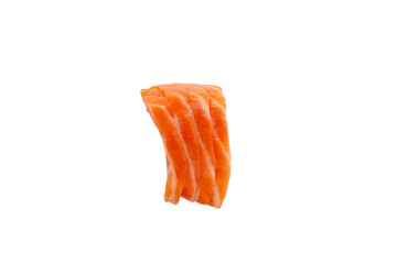 Salmon raw sashimi on white background
