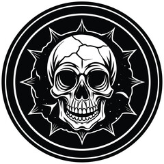 skull and crossbones icon logo on white background 
