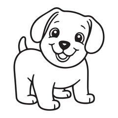 Cute cartoon dog. Vector hand drawn line cartoon illustration. Coloring for children