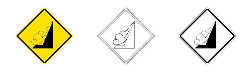Avalanche Area Road Sign Snow Warning Sign in Vector Format