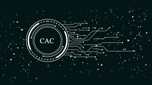 Futuristic H U D Circle With C A C Text And Digital Network Lines On Dark Starry Background Technology Concept