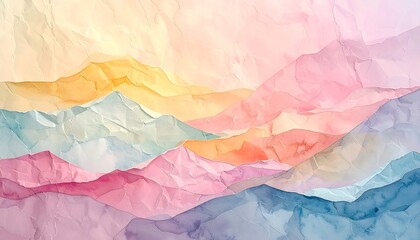 Pastel crumpled paper mountainscape