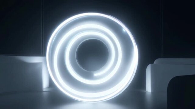 3d render of a glowing circle symbol made of spheres