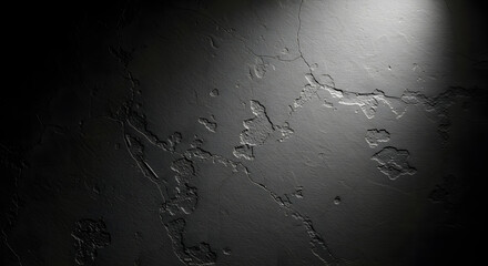 Black grunge wall texture background dark concrete surface with cracks and peeling paint