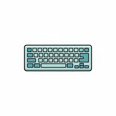 Modern minimalist flat design of a compact wireless computer keyboard on a white background