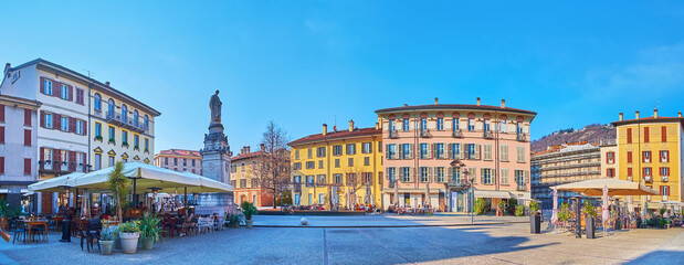 Panorama of Alessandro Volta Square, Como, Lombardy, Italy