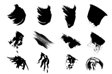 Black wings and bird silhouettes vector set for design and illustration