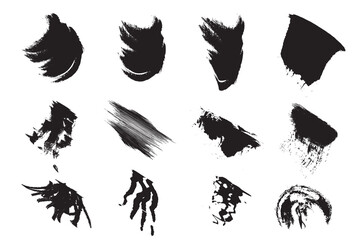 black bird silhouettes and wings vector set for design and illustration