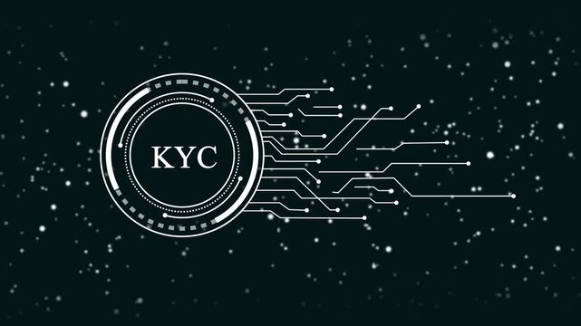 Digital K Y C verification process abstract technology background with glowing particles and circuit lines Know Your Customer identity authentication concept