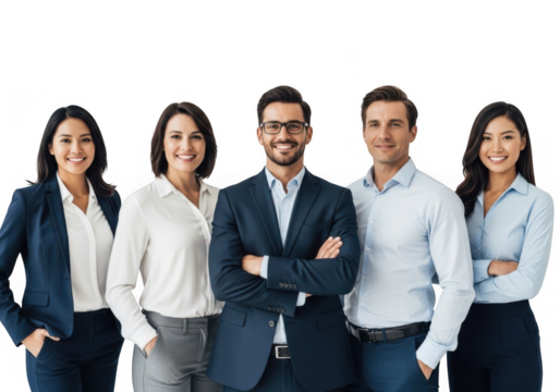 Professional team portrait isolated on transparent background