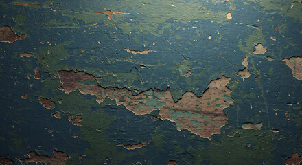 Distressed teal blue paint texture background old weathered peeling grunge surface