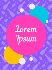 template with place for text. card with bottles and glasses. for menu and festive design.