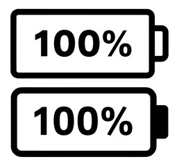 Vector art of two fully charged battery icons showing 100 power level