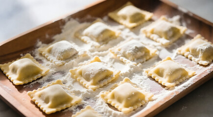 Uncooked Ravioli Ready For Boiling