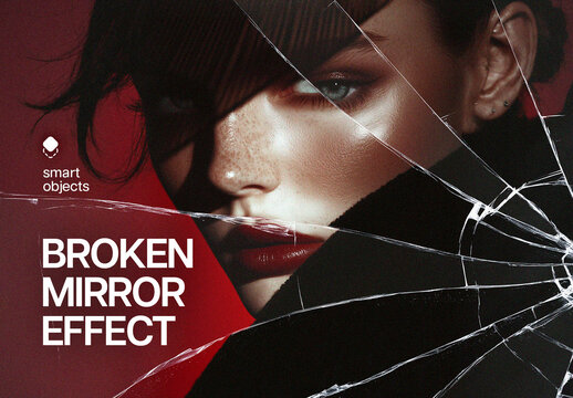 Broken Mirror Photo Effect Mockup
