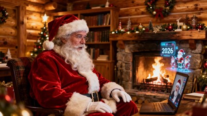 산타클로스_화상통화_미래기술_통나무집